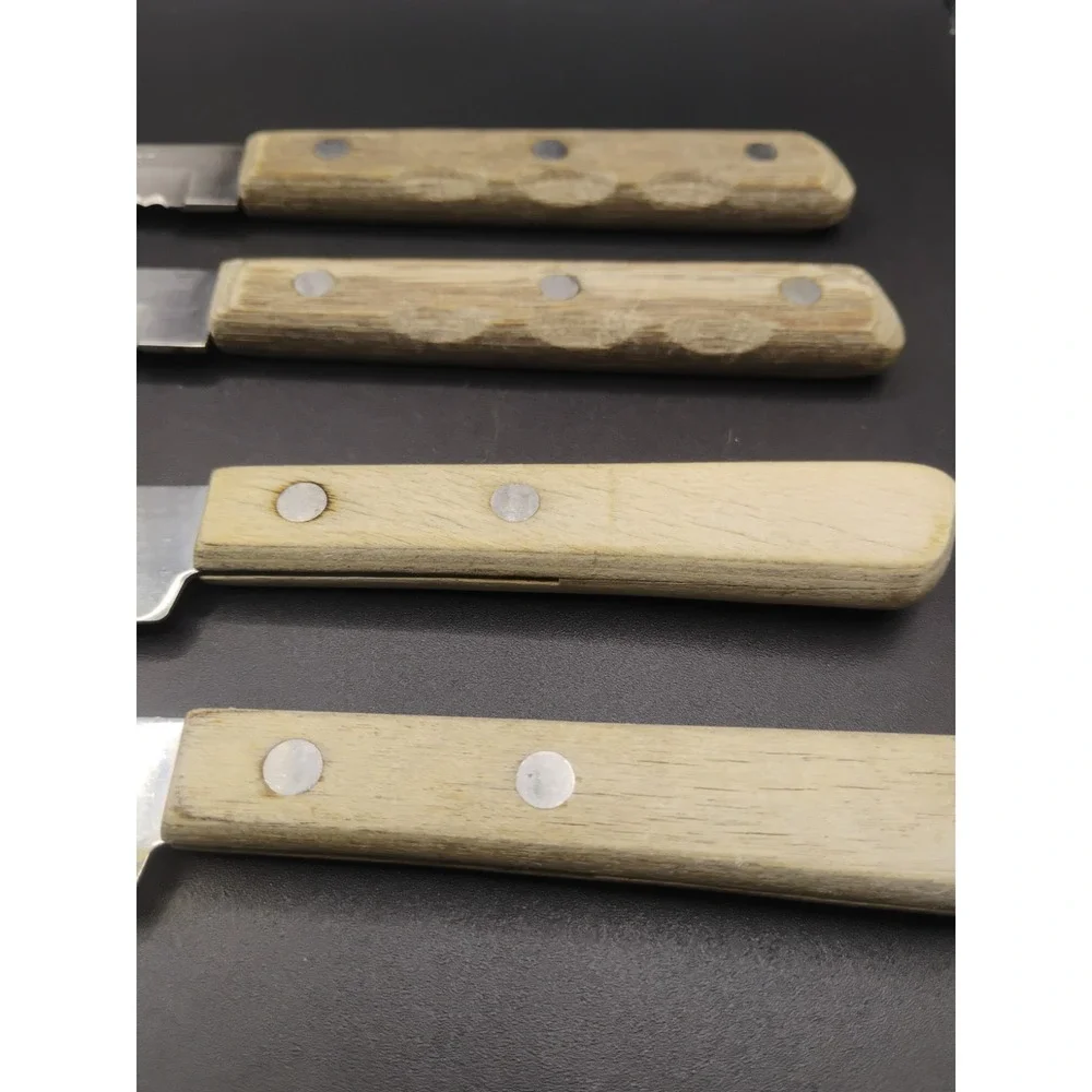 4 Forgecraft Knives Serrated Edge Wood Handle 5